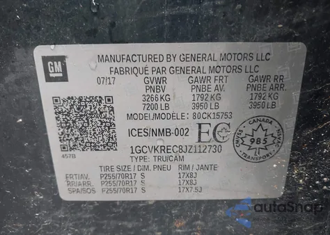 2018 Chevrolet Silverado 1500 1Lt/2Lt from USA, damaged, VIN 1GCVKREC8JZ112730